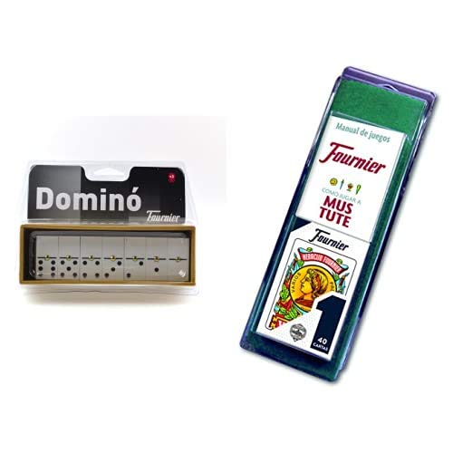 Fournier 521112 - Dominó Marfilina con Caja + Nº 1-40 Cartas Set de baraja Española y tapete con Reglamento de Mus y Tute, Multicolor (F36790) , Color/Modelo Surtido