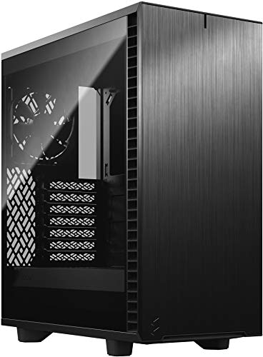 Fractal Design Define 7 Compact Negro - Aluminio Cepillado / Acero - Panel Lateral de Vidrio Templado y Tintado Oscuro - Interior Modular ATX - Caja de computadora Mid Tower