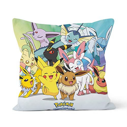 Funda de cojín con diseño de Pikachu animado para el hogar, dormitorio, cojín decorativo, tamaño 40 x 40 cm