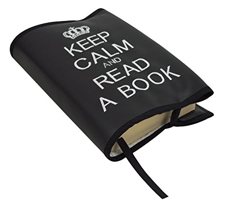 Funda protectora para libros y agendas en ECOPIEL"Keep Calm and read a book". Varios colores disponibles. (Negro/Blanco)