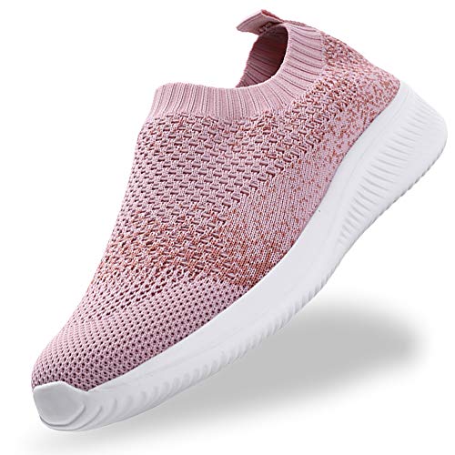 Gaatpot Mujer Zapatillas Casual Mocasines Mesh Calzados para Correr en Asfalto Zapatillas de Estar por Casa Deportivo de Exterior Zapatos Pink 37.5/38EU=38CN