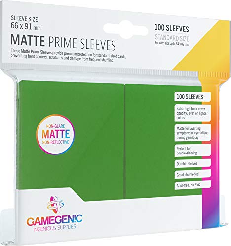 GAMEGEN!C- Pack Matte Prime Sleeves Green (100, Color (GGS10031ML)