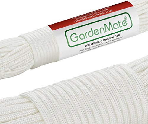 GardenMate Cuerda de Nailon para Exteriores Paracord 550 Profesional I I 31 m Longitud 4 mm Grosor I Cuerda con Revestimiento y núcleo de 7 Hilos de Nailon Resistentes al desgarro