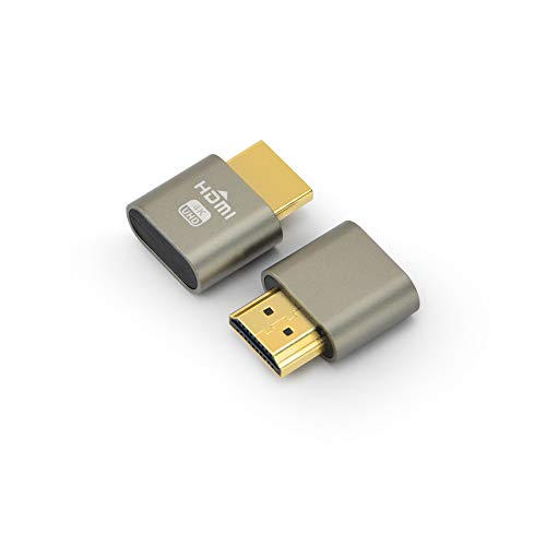 Generico eFUTURA HDMI Virtual Display [2 unidades] HDMI Dummy Plug DDC EDID Emulator para trabajos remotos hasta HDMI UHD 4K @ 60Hz Última versión - Gris