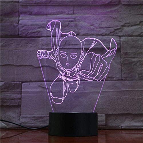 GEZHF 3D Illusion LED Lamp for Kids One Punch Man Action Figure Lamp 3D Illusion Anime Figurine Night Lights One Punch Man Model Lamps Christmas Gifts