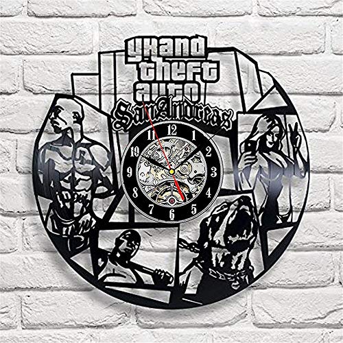 Grand Theft Auto SanAndreas Juego Disco de Vinilo Reloj de Pared Vinilo Retro Hueco Personalidad Reloj de Pared