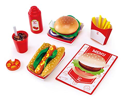 Hape- Set de fast food, Color carbón (E3160) , color/modelo surtido