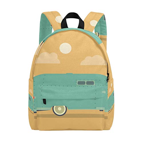 Happy Camper - Mochila infantil para niños con tejido de sarga para escuela o viajes