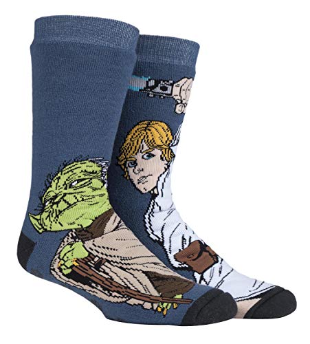 HEAT HOLDERS - Hombre Star Wars invierno calientes gruesos termicos calcetines antideslizantes (39/45, Luke/Yoda)