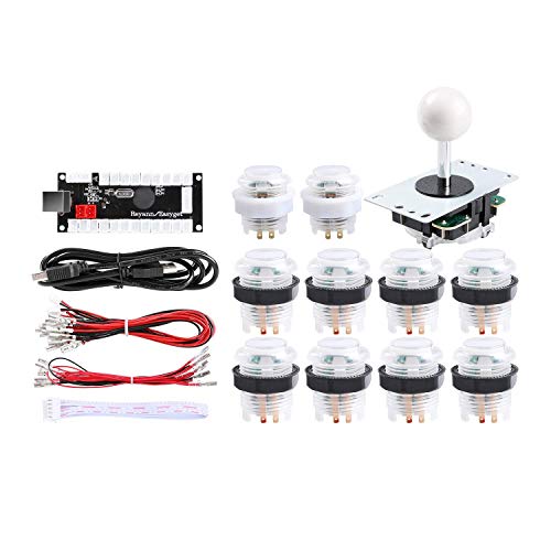 Hikig Kit de máquina DIY Arcade, 10 Botones LED + 8 Formas de Joystick + codificador USB para PC Windows y Raspberry Pi (Kit Blanco)