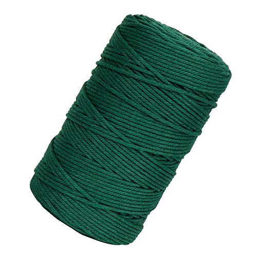 Hilo Macrame 3mm x 200m, Cuerda Algodó Macrame, Cotton Rope Cordel Natural Verde oscuro para Macramé Colgador Plantas, Colgar Fotos, DIY Manualidades, Decoración Bohemia, Envolver Regalos