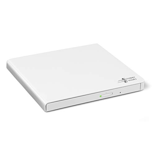 Hitachi-LG GP57EW40 Grabadora Externa DVD Unidad USB 2.0 Portátil Delgado DVD-RW CD ROM Rewriter para escritorio PC o Ordenador Portátil de Escritorio Windows y Mac OS con Conectividad de TV - Blanco