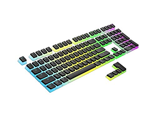 HK Gaming 108 - Juego de 108 Teclas de Doble Disparo PBT Pudding Ansi/ISO - Perfil OEM Pudding Keyset 60% / 87 TKL / 104/108 MX (Negro)