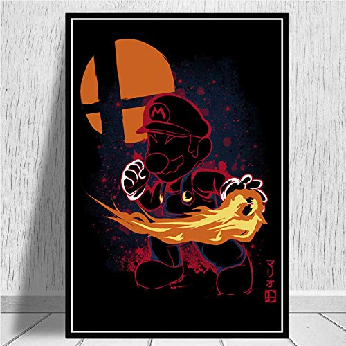 H/L Mario Brothers Mega Man Juego Anime Póster Decoración Familiar Mural Sin Marco Regalo para Niños 50X60 Cm K1465