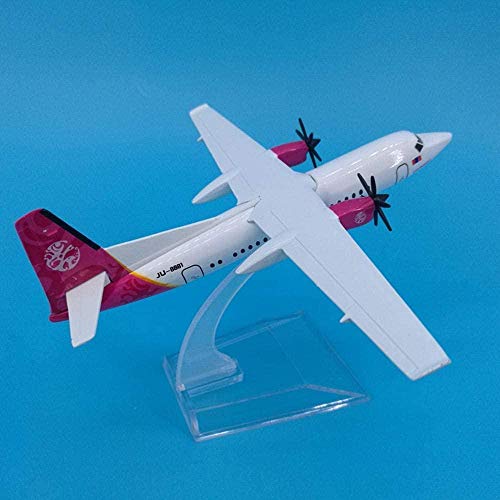 HNJing 16cm Mongol Hunnu Air Fokker 50 Modelo de avión de Metal Decoración Hunnu Airlines Fokker 50 Aircraft Fly Modelo 1: 400