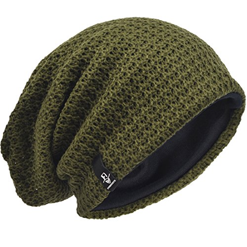 Hombre Gorro de Punto Slouch Beanie Knit Invierno Verano Hat (Verde)