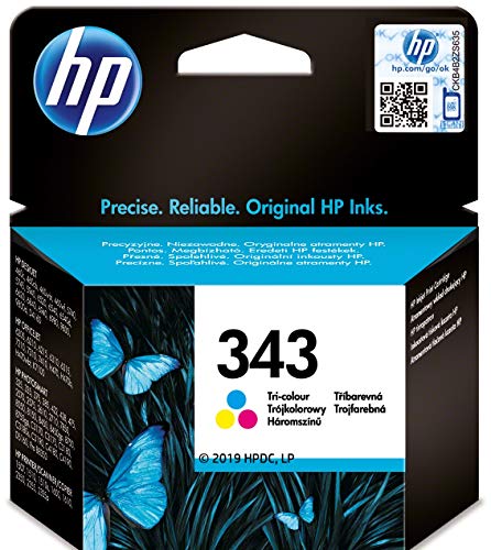 HP 343 C8766EE Tricolor, Cartucho de Tinta Original, Compatible con impresoras de inyección de tinta HP Officejet6210, 6310, 6313, 7110, 7310xi, 7410xi, Photosmart 2610, 2710, 2713, 425; PSC Serie2355