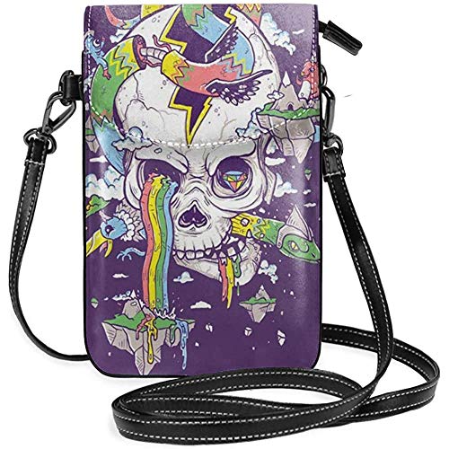 Inner-shop Rainbow Skull Island Cartera de cuero para teléfono móvil Monedero Funcional Multi bolsillo