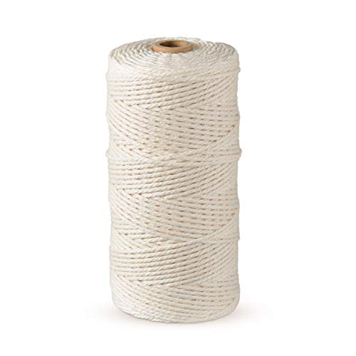 ipow Hilo macrame 1mm x 400m de 100% algodón, Hilo de algodón beige, Cuerdas Macrame natural para artesanía DIY, Colgante de Pared, atrapasueños, tapices macramé, etc.