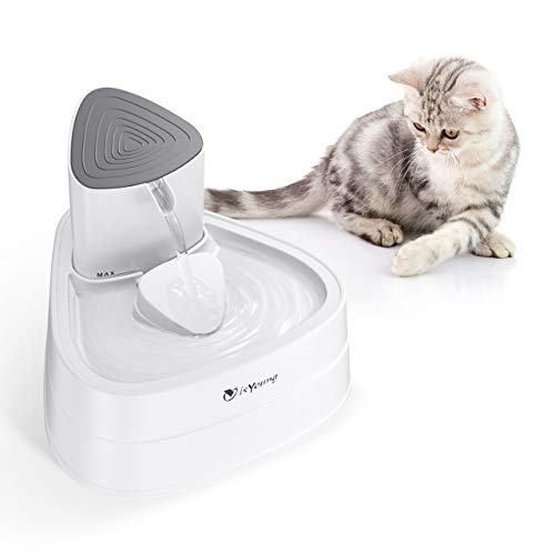 isYoung Fuente para Mascota Fuente Silencioso 3L Gran Capacidad Fuente Agua Gatos con Filtro de Carbón Activado con Luz LED Fuente Automática y Silenciosa para Perros y Gatos (Blanco)