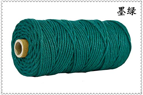 Jeteven Cordón de macramé de 3 mm x 100 m, cuerda de macramé de algodón natural grueso para colgar en la pared, colgar plantas, manualidades, decoración del hogar, color verde