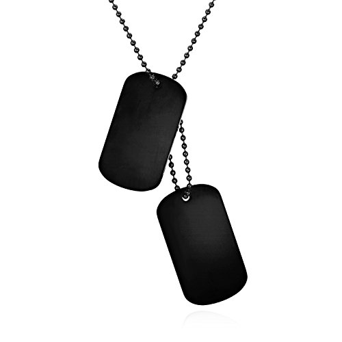 JewelryWe Colgante Collar Personalizado Dog Tag Militar Doble, Hombre Mujer Personalizadas Placas Estilo Ejército para Grabar, Acero Inoxidable Plateado Pulido, Regalo Dia de la Padre