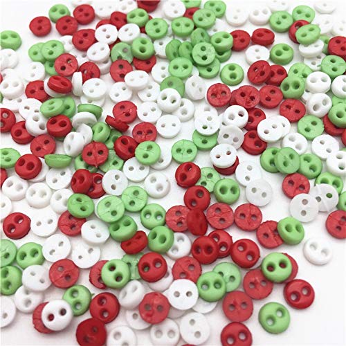 JINSUO SFFSM 250pcs 4 mm Ronda 2 pequeños Agujeros muñeca Ropa Botones de Costura Hecha a Mano DIY Flatback botón litografías en Colores Pastel Brillante de Navidad (Color : Christmas Mix)