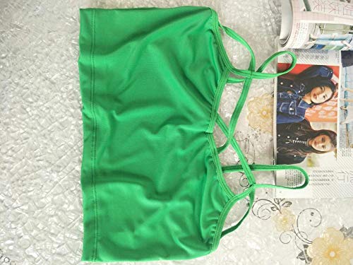 JSTH Ropa de Dormir para Mujer Conjuntos de lencería para Mujer Verano Nuevo Sexy Chaleco Cruzado de Punto Corto Interior Corto Corto Correa Envuelta en el Pecho Hembra Verde M