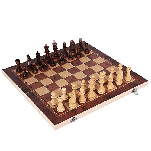 Juego de ajedrez de madera hecho a mano más nuevo, juego de ajedrez 3 en 1 Juego de ajedrez de madera Damas de backgammon