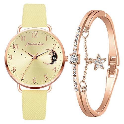 JZDH Relojes para Mujer Moda para Mujer Reloj de Cuarzo de Gama Alta de Acero Inoxidable Esfera Luminosa Reloj de Ocio Relojes de Pulsera Regalo de Reloj Relojes Decorativos Casuales para Niñas Damas