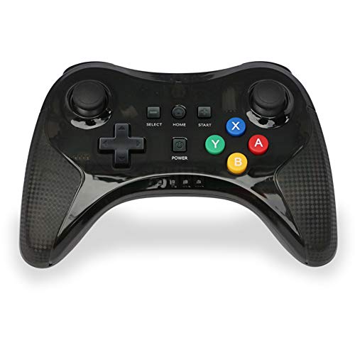 JZWX Wii U Controller Auricular Inalámbrico Bluetooth Raya Pro para Wii U-Consola Inalámbrico + Antideslizante + Color Negro Transparente + Clave Shell,Negro