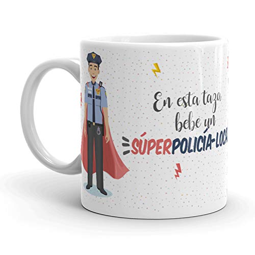 Kembilove Tazas de Café de Policía Local Superhéroe – En Esta Taza Bebe un Súper Policía Local – Tazas de Desayuno para la Oficina – Taza de Café y Té para Trabajadores