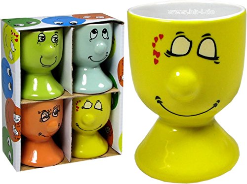 KI Funny Face - Set de 4 hueveras de Porcelana