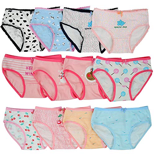 Kidear Serie de niños Paquete de 12 Calzoncillos para niñas Bragas de los niños Calzoncillos de algodón Suave Calzoncillos para bebés Edad 2-10 años (4-6 años, Estilo1)