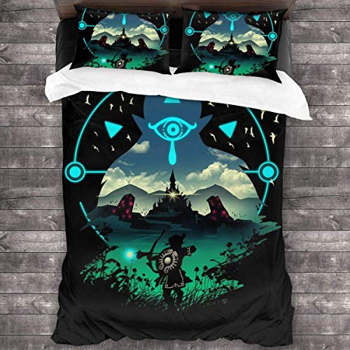 Kinhevao Legend of Zelda Breath of The Wild Wild Adventurer Juego de Cama de 3 Piezas Funda nórdica, Juego de Cama Decorativo de 3 Piezas con 2 Fundas de Almohada C10909