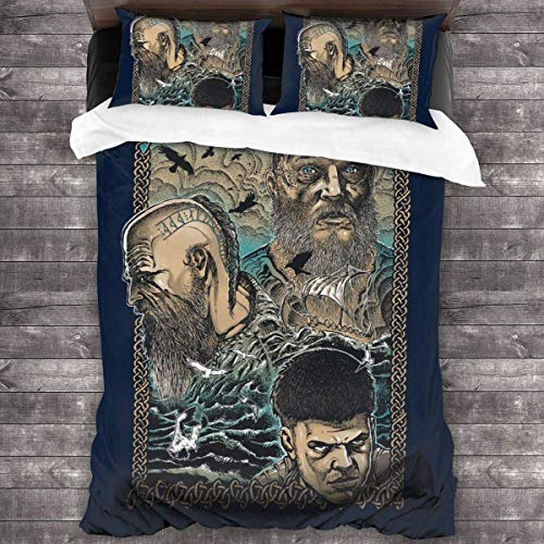 Kinhevao Vikings Legacy Love Legend Boja Juego de Cama de 3 Piezas Funda nórdica, Juego de Cama Decorativo de 3 Piezas con 2 Fundas de Almohada C10109