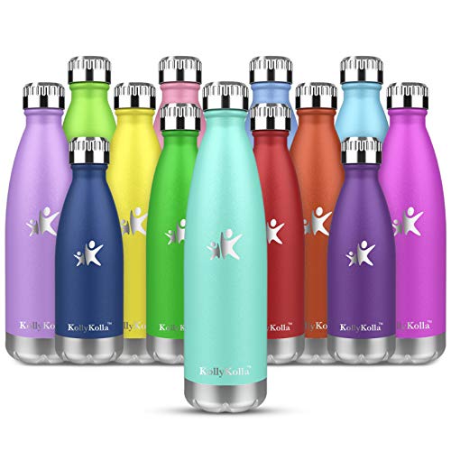 KollyKolla Botella de Agua Acero Inoxidable, Termo Sin BPA Ecológica, Botellas Termica Reutilizable Frascos Térmicos para Niños & Adultos, Deporte, Oficina, Yoga, Ciclismo, (750ml Macaron Verde)