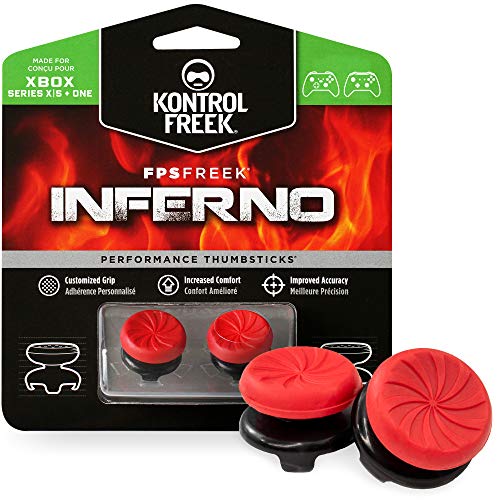 KontrolFreek FPS Freek Inferno para mando de XBOX One | Performance Thumbsticks | 2 de Gran Altura Cóncavos | Rojo