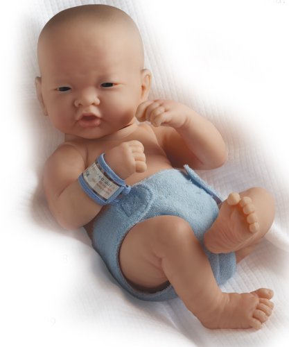 La Newborn Boutique - Realistic 14" Anatomically Correct Real Boy Asian Baby Doll - All Vinyl "First Day" Designed by Berenguer - Made in Spain by JC Toys