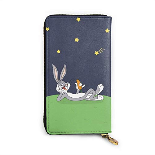 Lawenp Bugs Bunny RFID Cartera con Bloqueo de Cuero Genuino Cartera con Cremallera Alrededor del Titular de la Tarjeta Organizador Cartera de Embrague Capa Grande