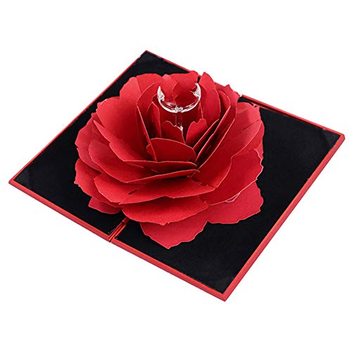 LDYQ Caja para Anillos con Flor De Rosa En 3D Porta Alianzas Boda Anillo Compromiso Caja para Propuesta De Matrimonio Compromiso Boda El DíA De San ValentíN Caja Regalo