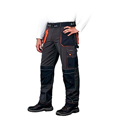 Leber&Hollman LH-FMN-T_SBP50 - Pantalones de protección (Talla 50), Color Azul Acero, Negro y Naranja
