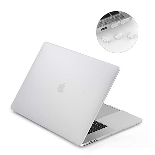 lention Funda rígida de plástico Compatible 2016-2019 MacBook Pro 15 Pulgadas - A1707/1990, con Thunderbolt 3 Puertos, Acabado Mate con pies de Goma y Tapones de Puertos (Blanco Escarchado)