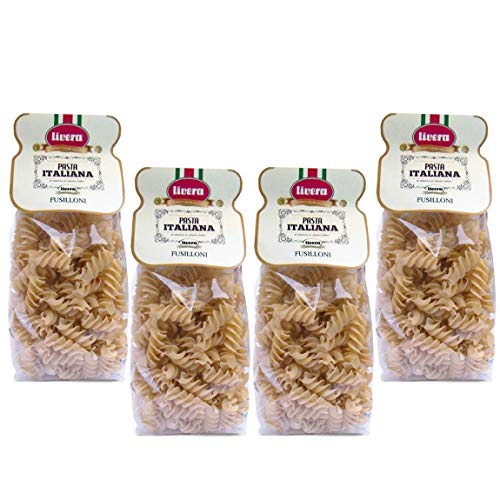 Livera Fusilloni 4 X 500Gr, Pasta Cortas Gigante de Sémola de Trigo Duro 100% Made in Italy, Fusilli Giganti, Excelencia Italiana, Pasta Artesanal italiana Seca, Cocina 10'