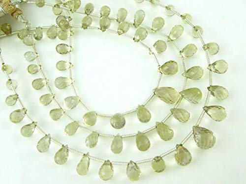 LKBEADS AAA - Lágrima facetada de topacio natural imperial – 19 cm de largo hebra – Piedras medidas – 4 x 6 – 6 x 10 mm Código HIGH-6263