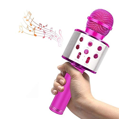 LLDMZ 4 en 1 Altavoz micrófono portátil portátil para karaoke, altavoz de grabación para niños, karaoke Machine para reuniones familiares