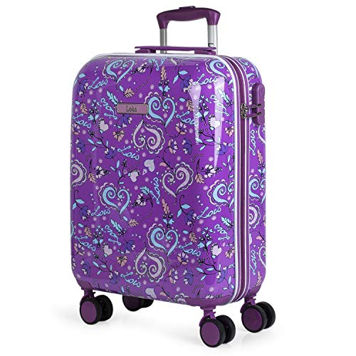 Lois - Maleta de Cabina Infantil Rígida 4 Ruedas Trolley 55x40x20 Policarbonato Estampado. Equipaje de Mano. Cómoda y Ligera. Estudiante. Bonito Diseño. Calidad y Precio. 130250, Color Morado