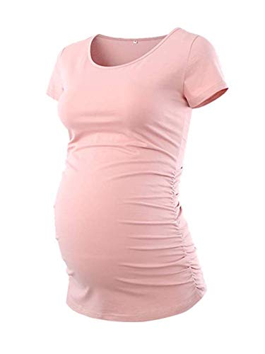 Love2Mi - Camiseta para mujer de maternidad clásica con frente, camiseta Tops mama, ropa de embarazo rosa S