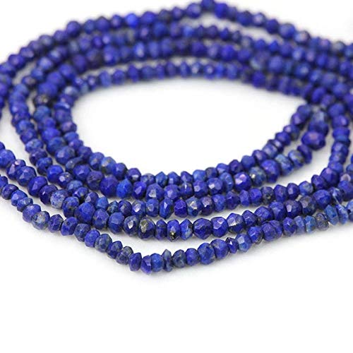 LOVEKUSH LKBEADS Lapislázuli - Juego de 15 piedras preciosas semipreciosas naturales (2,8-3,4 mm), color azul