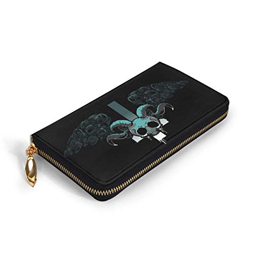 Lsjuee Cartera Juegos Binding of Isaac Cartera De Cuero Genuino con Cremallera Alrededor del Titular De La Tarjeta Organizador Cartera De Embrague Monedero De Gran Capacidad Bolsa De Teléfono para H